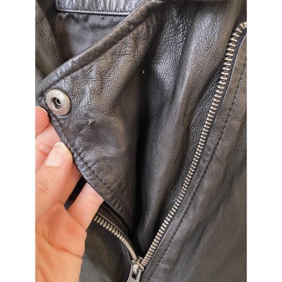 Nasty Gal Real Leather Biker Motorcycle Jacket Fringe Buckle Belt Moto Sz M - Picture 8 of 9